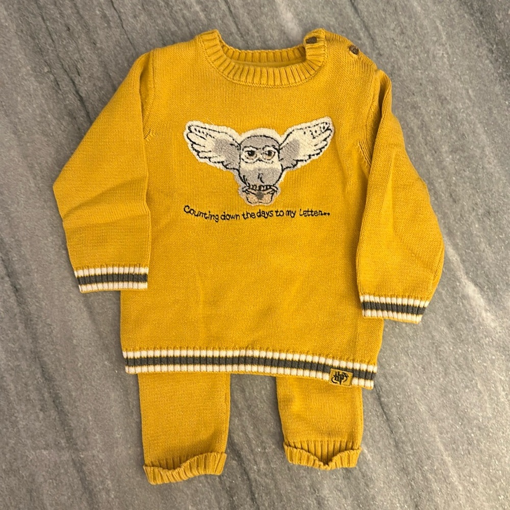 M&S Harry Potter Hedwig 100% Cotton 2-Piece Sweater Set (9-12 Mons) 🦉
